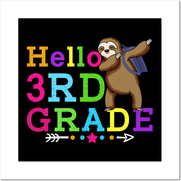 Sloth Hello 3rd Grade Teachers Kids Back to school Gifts Wall Art by kateeleone97023
